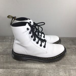 Dr Doc Docs Martens Luana White Leather Combat Womens Boots Size UK 6 US 8